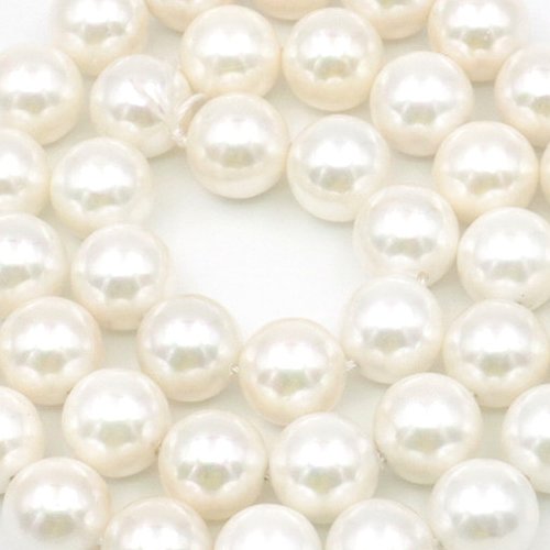 10 perles acrylique blanche effet nacré 10 mm 