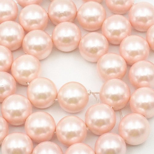 10 perles acrylique rose effet nacré 10 mm