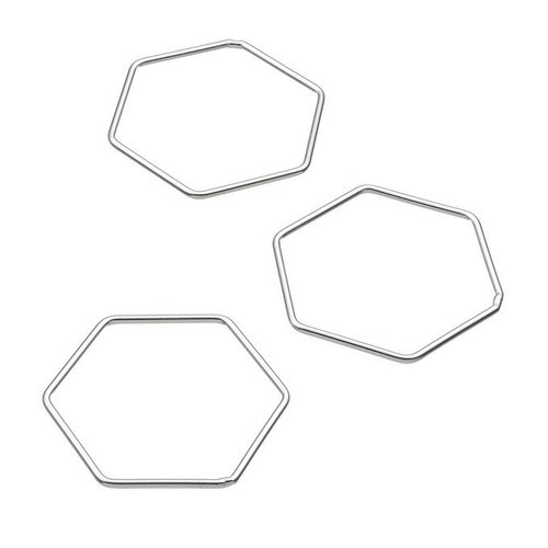 Anneau hexagone 21 x 25 mm en argent 925/1000