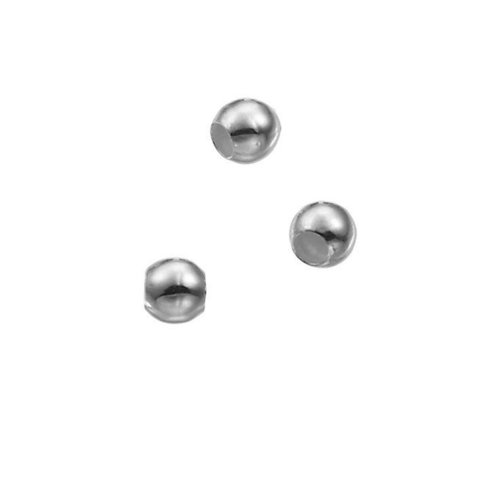 20 perles lisses 2,5 mm en argent 925/1000 