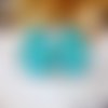 2 cabochons en verre motif japonais turquoise 25 x 18 mm