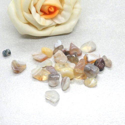 Perles pierre agate de botswana chips multicolore