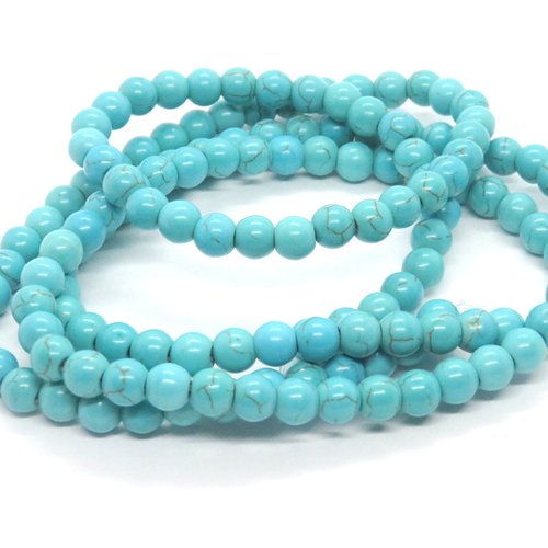 30 perles howlite synthétique turquoise 6 mm
