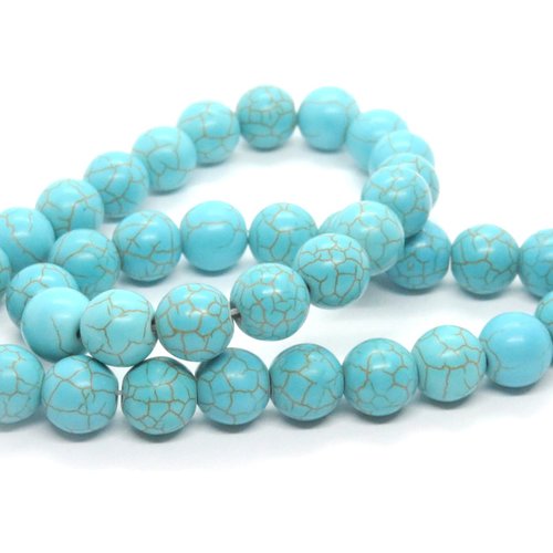 18 perles howlite synthétique turquoise 10 mm