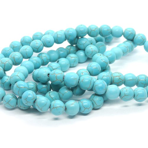 30 perles howlite synthétique turquoise 8 mm