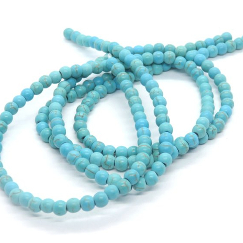 30 perles howlite synthétique turquoise 4 mm