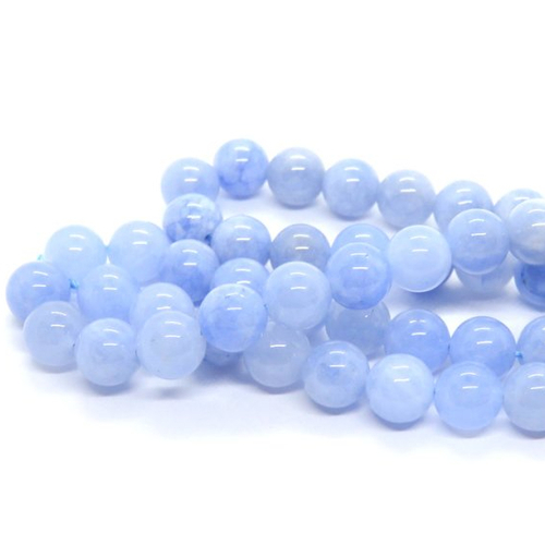 10 perles pierre angélite bleu 8 mm