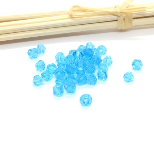 20 perles cristal à facettes bleu 4 mm