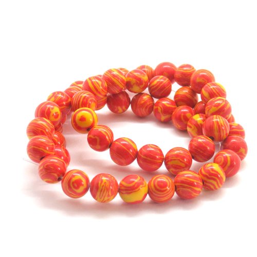 10 perles malachite de synthèse jaune orange 8 mm