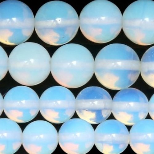 10 perles pierre opalite blanche bleutées 8 mm