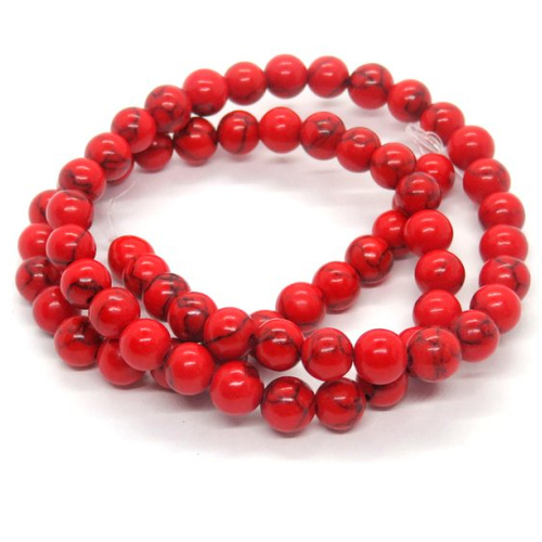 10 perles de pierre jaspe rouge 6 mm 