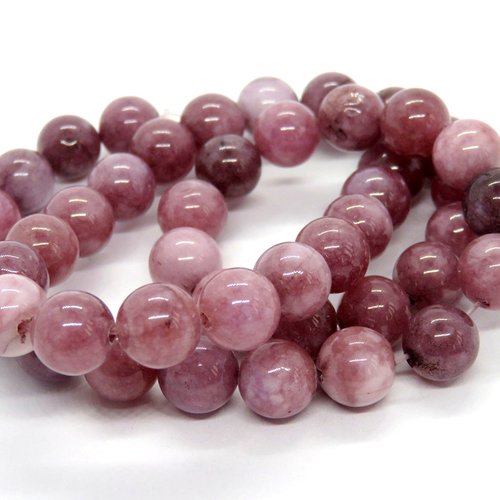 10 perles pierre de jade prune/violet 8 mm 