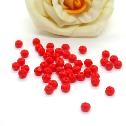 30 perles cristal à facettes rondes rouge 3 x 4 mm