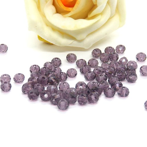 30 perles cristal à facettes rondes violette 3 x 4 mm