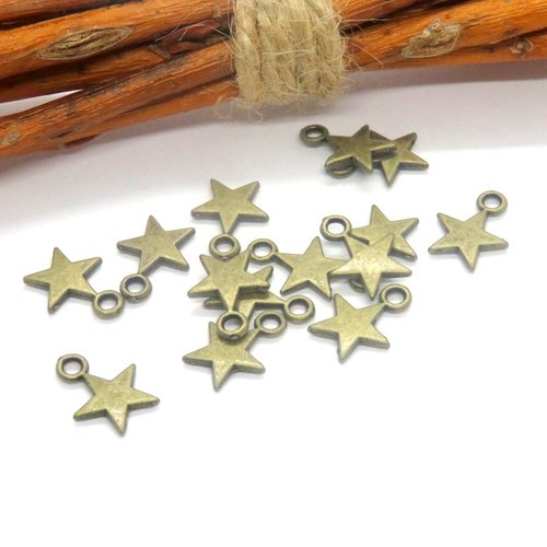 9 breloques étoile métal bronze 11 x 8 mm