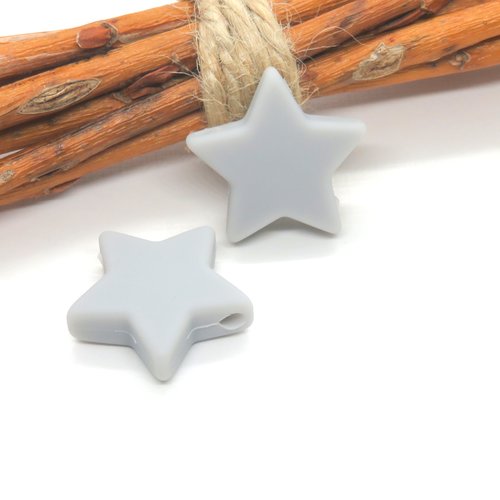 Perle étoile en silicone grise 24 mm