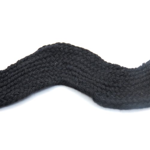Ruban croquet serpentine coton noir 28 mm