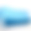 Ruban quadrillage blanc sur fond bleu turquoise gros grain 25 mm
