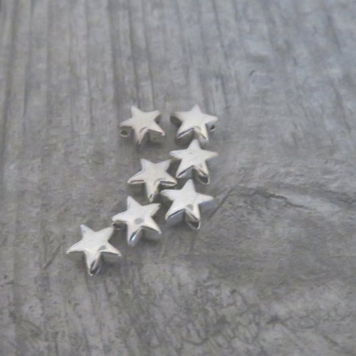 5 perles intercalaires étoiles acier inoxydable 6 mm