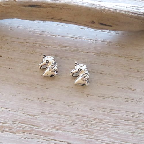 6 perles intercalaire licorne en métal argenté  11 x 8 mm