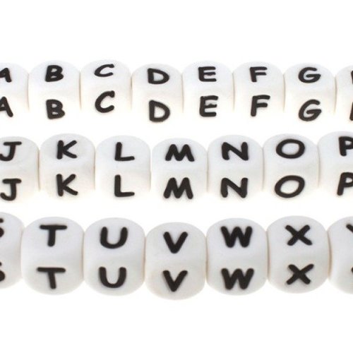 26 perles alphabet en silicone lettre création hochet, attache tétine..12 mm