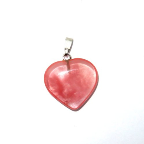 Pendentif cœur pierre fluorite rose transparent