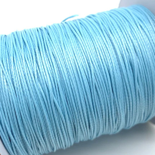 3 m cordon coton ciré bleu ciel 0.5 mm