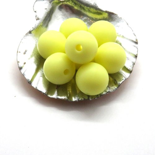 8 perles en silicone jaune 12 mm
