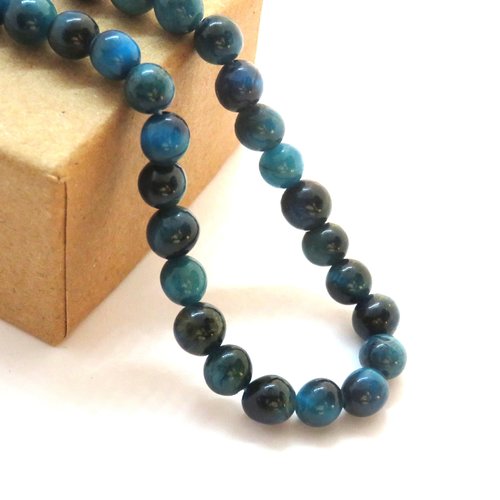 10 perles œil de tigre turquoise 6 mm