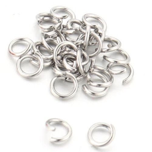 25 anneaux ouverts acier inoxydable 5 mm