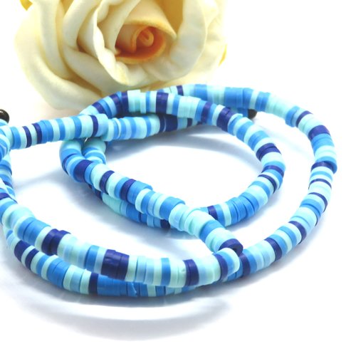 Fil 350 perles heishi polymère bleu 4 mm