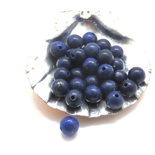 10 perles de pierre bleu lapis-lazuli 6 mm