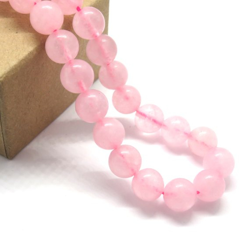 10 perles rose cristaux de quartz 8 mm