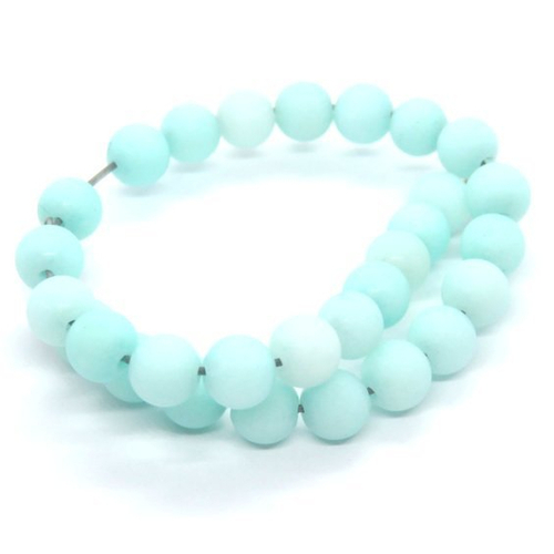 10 perles pierre amazonite givrée naturelle mat 8 mm
