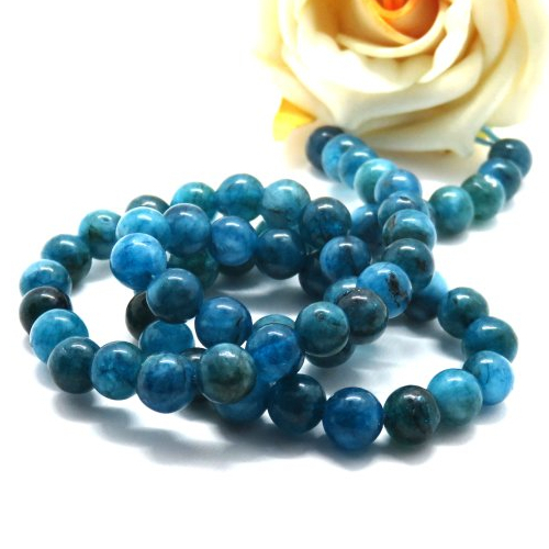 10 perles pierre apatite bleu/vert 6 mm