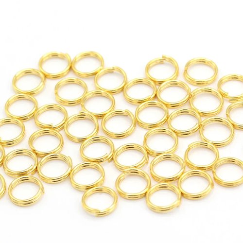 50 anneaux de jonction double métal dorés 6 mm