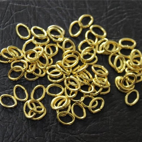 50 anneaux ovales ouvert doré 4 x 5 mm