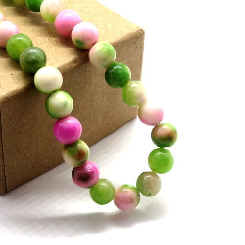 10 perles pierre jade perse rose blanc vert 6 mm