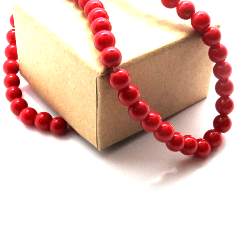 10 perles pierre jade mashan rouge 6 mm