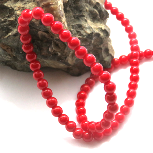 20 perles pierre jade mashan rouge 4 mm