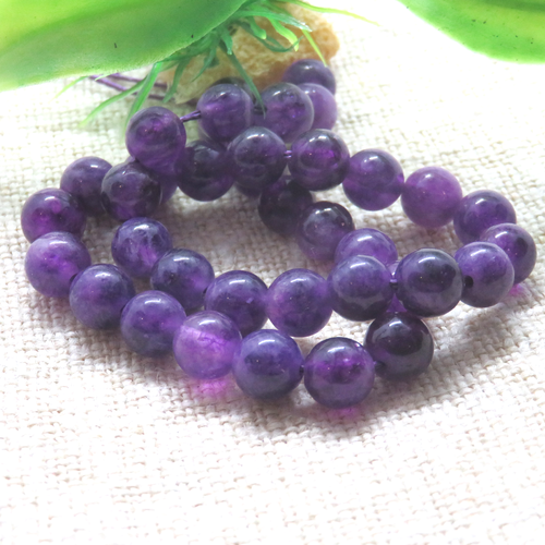 10 perles pierre de jade violette 6 mm