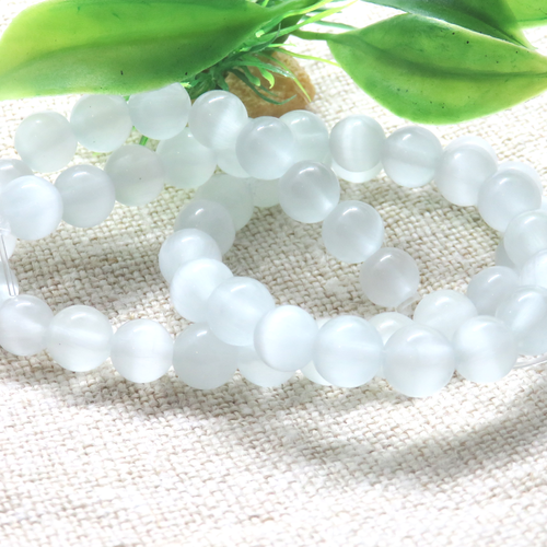 10 perles pierre de lune blanche 8 mm
