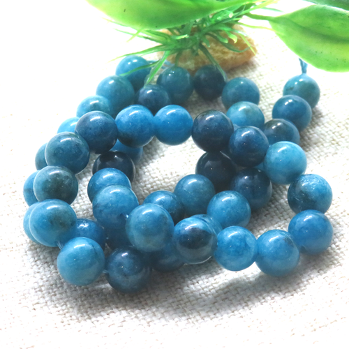 10 perles pierre apatite bleu turquoise 8 mm