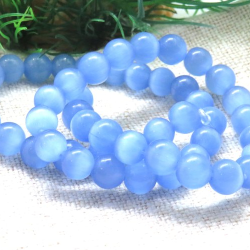 10 perles pierre de lune bleu 8 mm