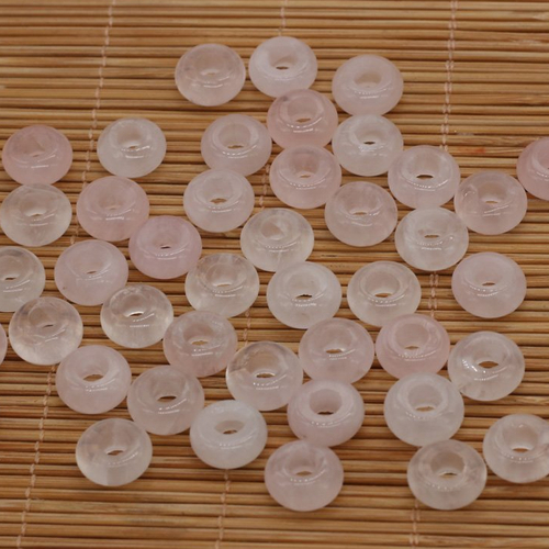 Perles rondelle quartz rose 5 x 10 mm