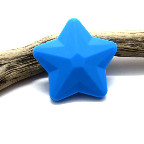Perle étoile en silicone bleue 40 mm
