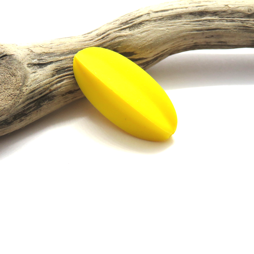 Perle silicone ovale striée jaune 30 mm