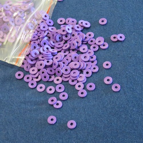 500 perles heishi polymère violette 6 mm