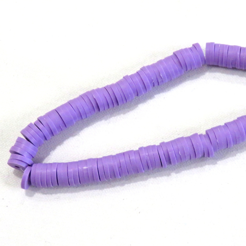 Fil 350 perles heishi polymère violette 6 mm