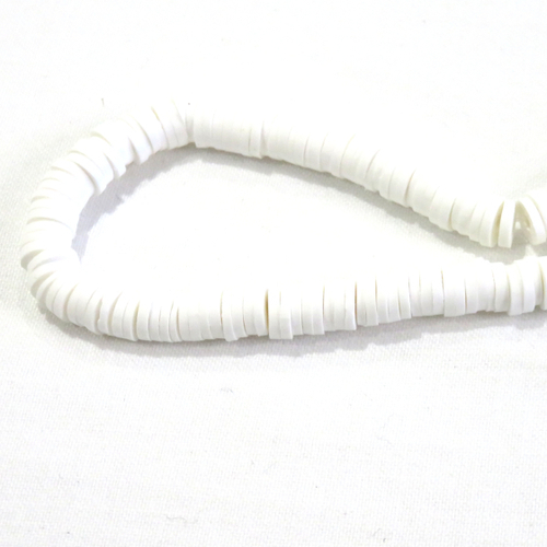 Fil 350 perles heishi polymère blanc 6 mm
